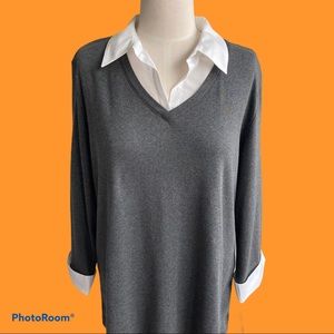 NWT: Karen Scott - Collar & Cuffed Top